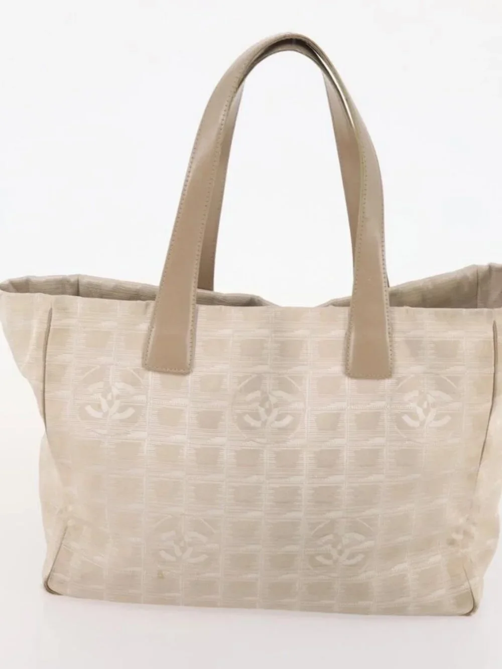 CHANEL New Travel Line Tote Bag Nylon 4 Set Beige CC Auth ti3920